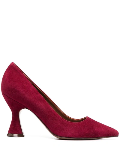 L'autre Chose Pointed Toe Suede Court Shoes In Red