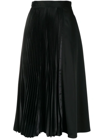 Jw Anderson Women's Pleated Sateen Midi Skirt In Black