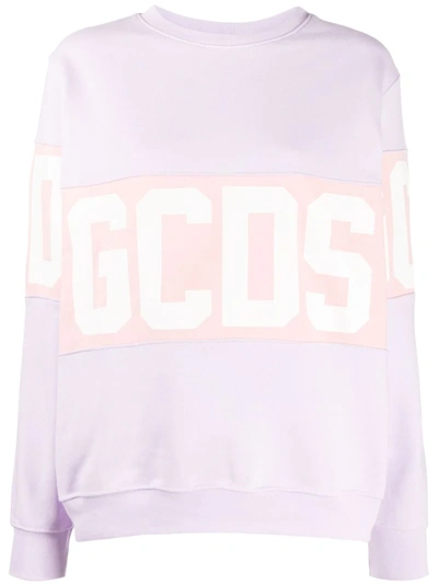 Gcds Logo-band Cotton Sweatshirt In Purple