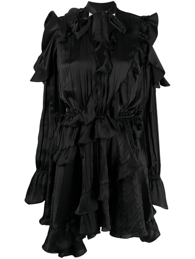 Off-white Crinkled Viscose Newromant Dress Black