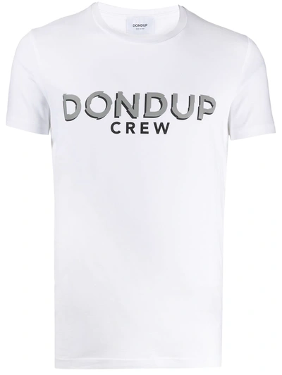 Dondup Crew Neck Logo Print T-shirt In White