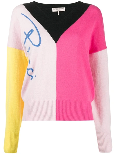 Emilio Pucci Colour-block Knitted Jumper In Pink