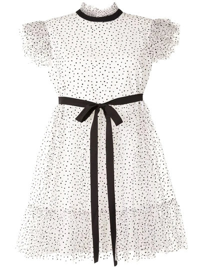 Karen Walker Polka Dot Ruffle Mini Dress In White