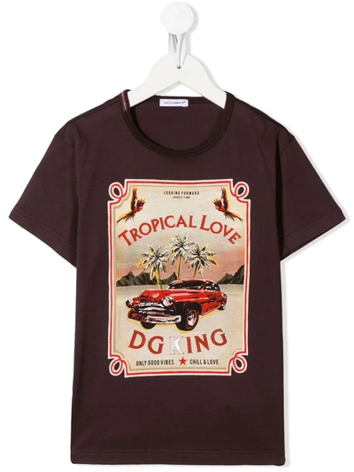 Dolce & Gabbana Kids' Tropical Love T-shirt In Red