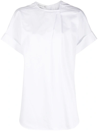 Victoria Beckham Asymmetric Pleated Neck Blouse In White