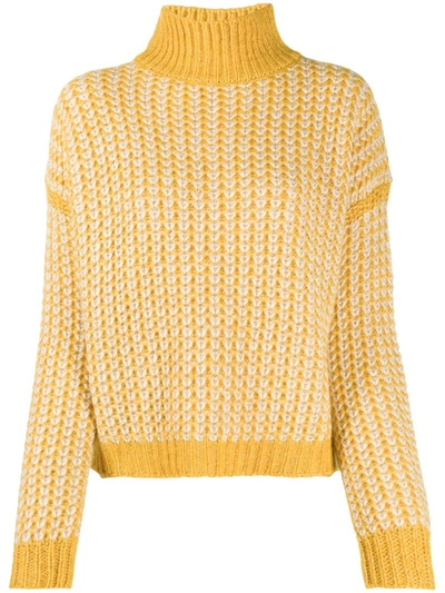 Hugo Boss Chunky-knit Rib-trimmed Jumper In Yellow