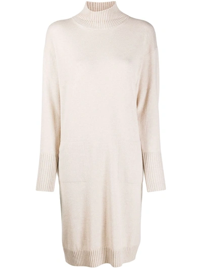 Peserico High-neck Sweater Dress In Neutrals