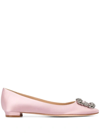 Manolo Blahnik Buckle-detail Ballerinas In Pink