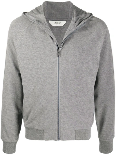 Z Zegna Long Sleeve Zipped Sweater In Grey