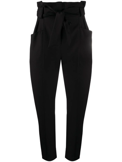 Iro Paperbag-waist Cropped Trousers In Black