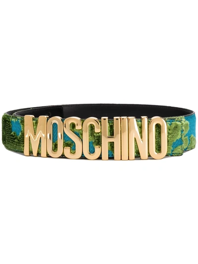 Moschino Lettering Logo Belt In Green