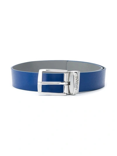 Emporio Armani Kids' Polished Buckle Belt In Blue