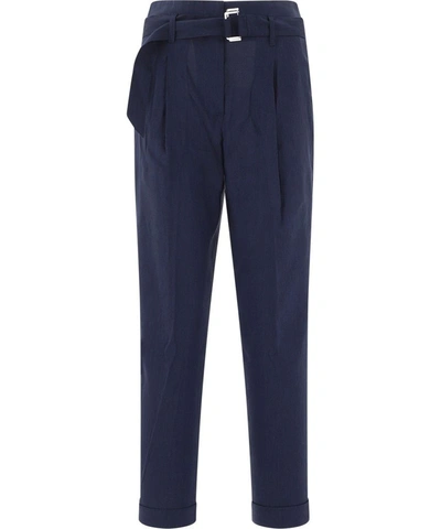 Peserico Women's Blue Linen Pants