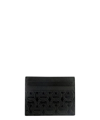 Ferragamo Salvatore  Men's Black Leather Card Holder