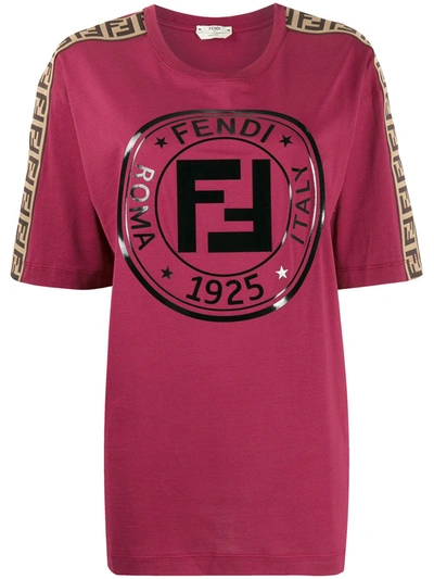 Fendi Logo-print Cotton T-shirt In Red