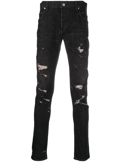 Balmain Vintage Distressed Jeans In Black