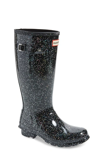 Hunter Kids' Original Giant Glitter Waterproof Rain Boot In Black