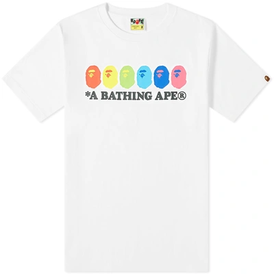A Bathing Ape Colour Ape Heads Tee In White