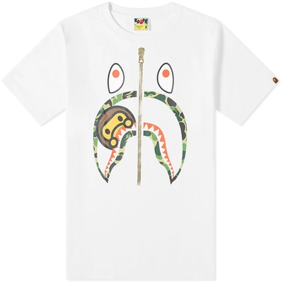 A Bathing Ape Abc Camoilo Shark Tee In White