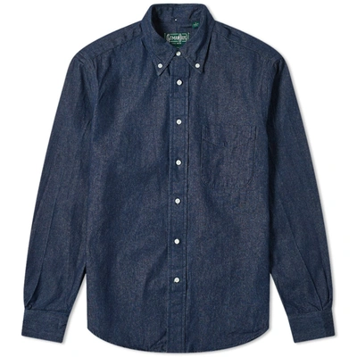 Gitman Vintage Button Down Dark Denim Shirt In Blue