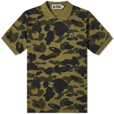 A Bathing Ape 1st Camo Ape Head One Point Polo In Green | ModeSens