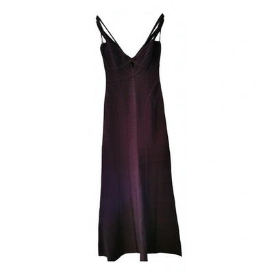 Pre-owned Herve Leger Maxi Dress In Purple