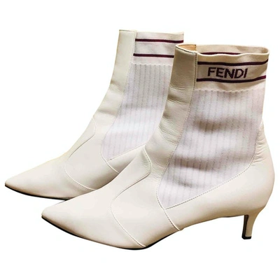 Pre-owned Fendi White Leather Ankle Boots