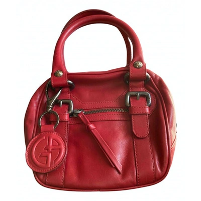 Pre-owned Giorgio Armani Leather Handbag In Red