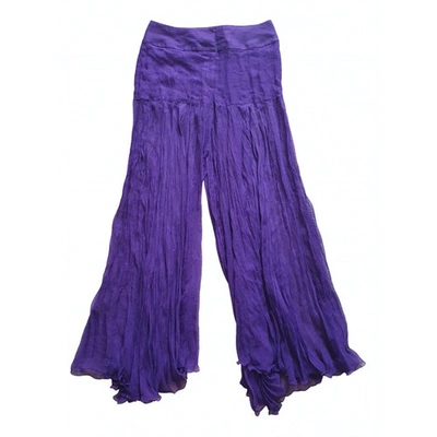 Pre-owned Dolce & Gabbana Silk Large Pants In Purple