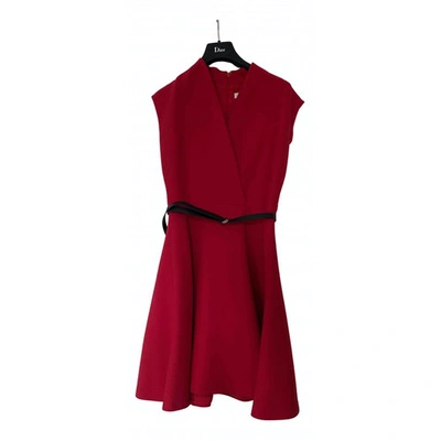 Pre-owned Dior Wool Mid-length Dress In Red