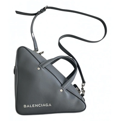 Pre-owned Balenciaga Triangle Leather Handbag In Grey