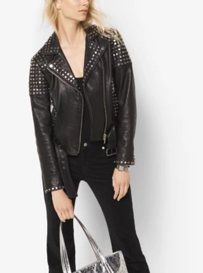 Michael Michael Kors Studded Leather Moto Jacket | ModeSens