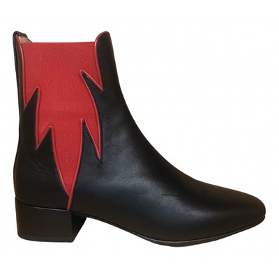 Pre-owned Francesco Russo Leather Western Boots In Black