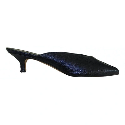 Pre-owned Tibi Leather Mules In Navy