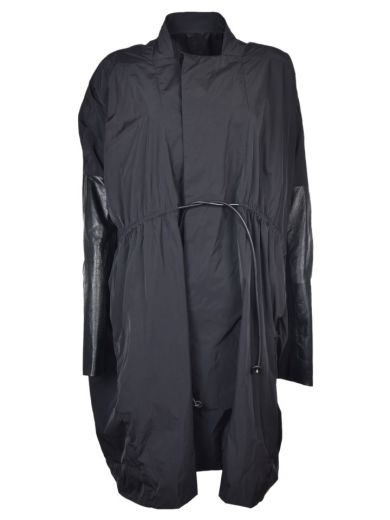 Rick Owens Leather Panel Sail Coat In 09 | ModeSens