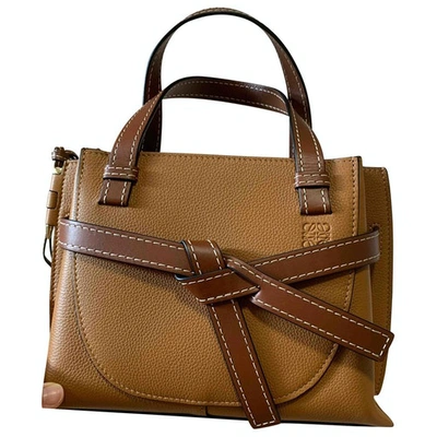 Pre-owned Loewe Gate Top Handle Leather Handbag In Brown
