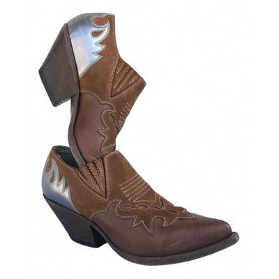 Pre-owned Buttero Leather Western Boots In Metallic