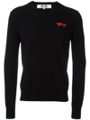 Comme Des Garçons Play Comme Des Garcons Play V Neck Double Emblem Sweater In Black