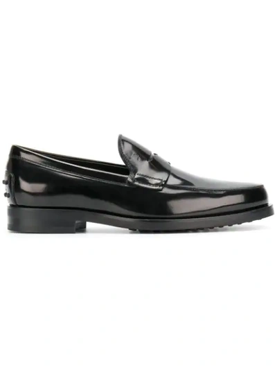 Tod's Brushed Leather Loafers In Black