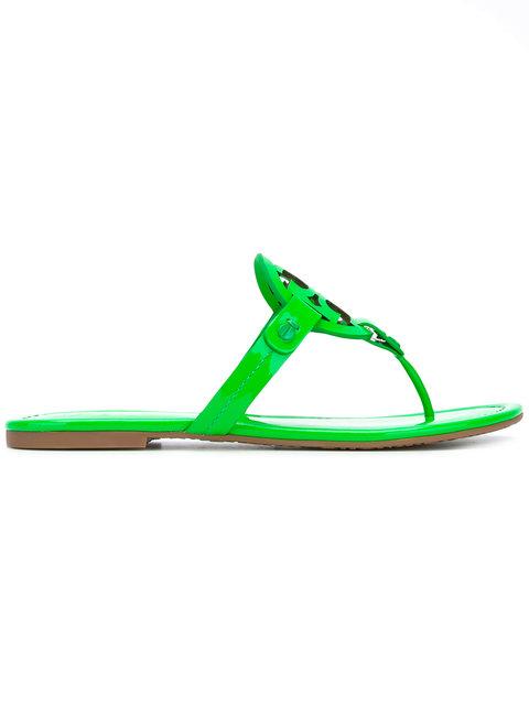 Tory Burch Miller Fluorescent Sandal, Patent Leather In Green | ModeSens