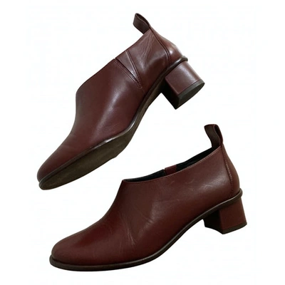 Pre-owned Tibi Leather Ankle Boots In Burgundy