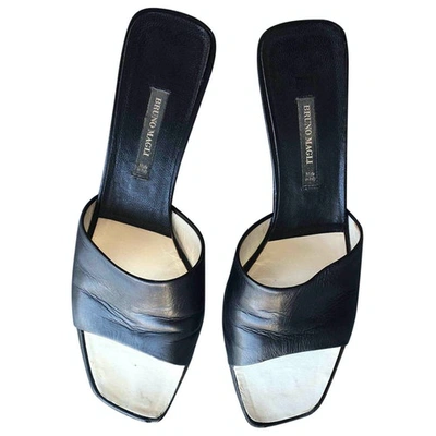 Pre-owned Bruno Magli Leather Mules In Black