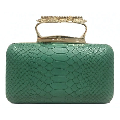 Pre-owned Pinko Green Leather Clutch Bag