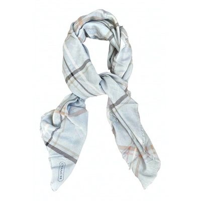 Pre-owned Coach Silk Scarf In Blue