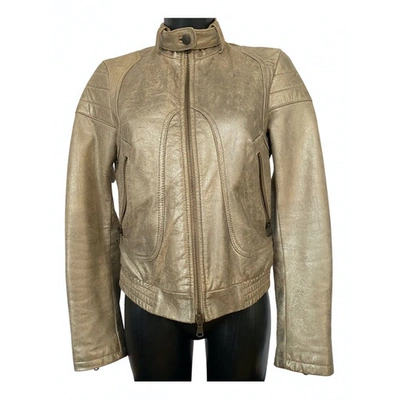 Pre-owned Iceberg Leather Biker Jacket In Gold