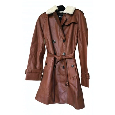 Pre-owned Coach Leather Coat In Brown