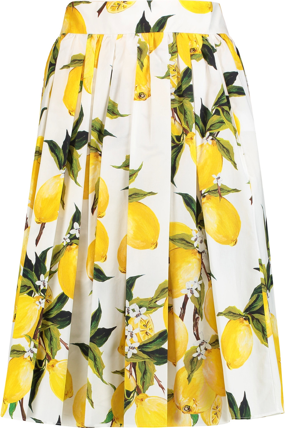 Dolce & Gabbana Pleated Printed Cotton Skirt | ModeSens