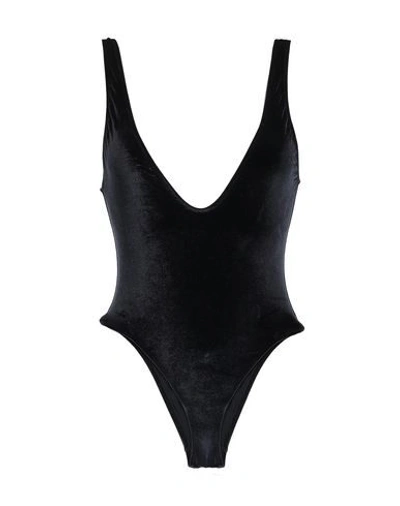 Solid & Striped One-piece Swimsuits In Black