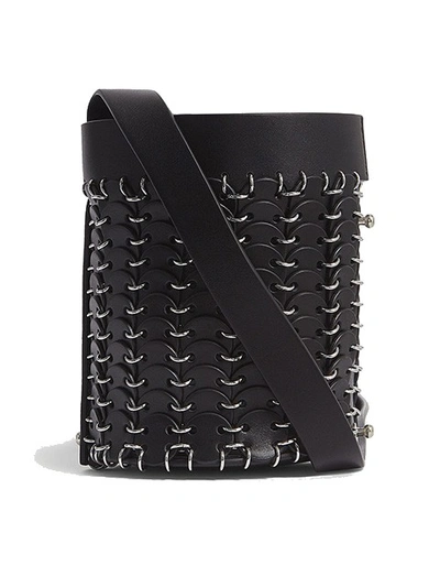 Paco Rabanne Chainmail And Leather Bucket Bag In Black