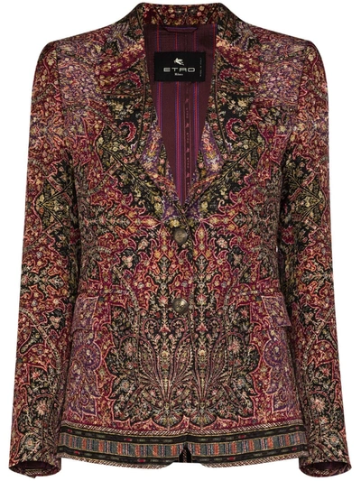 Etro Tailored Jacket With Paisley Pattern In Multi In Black